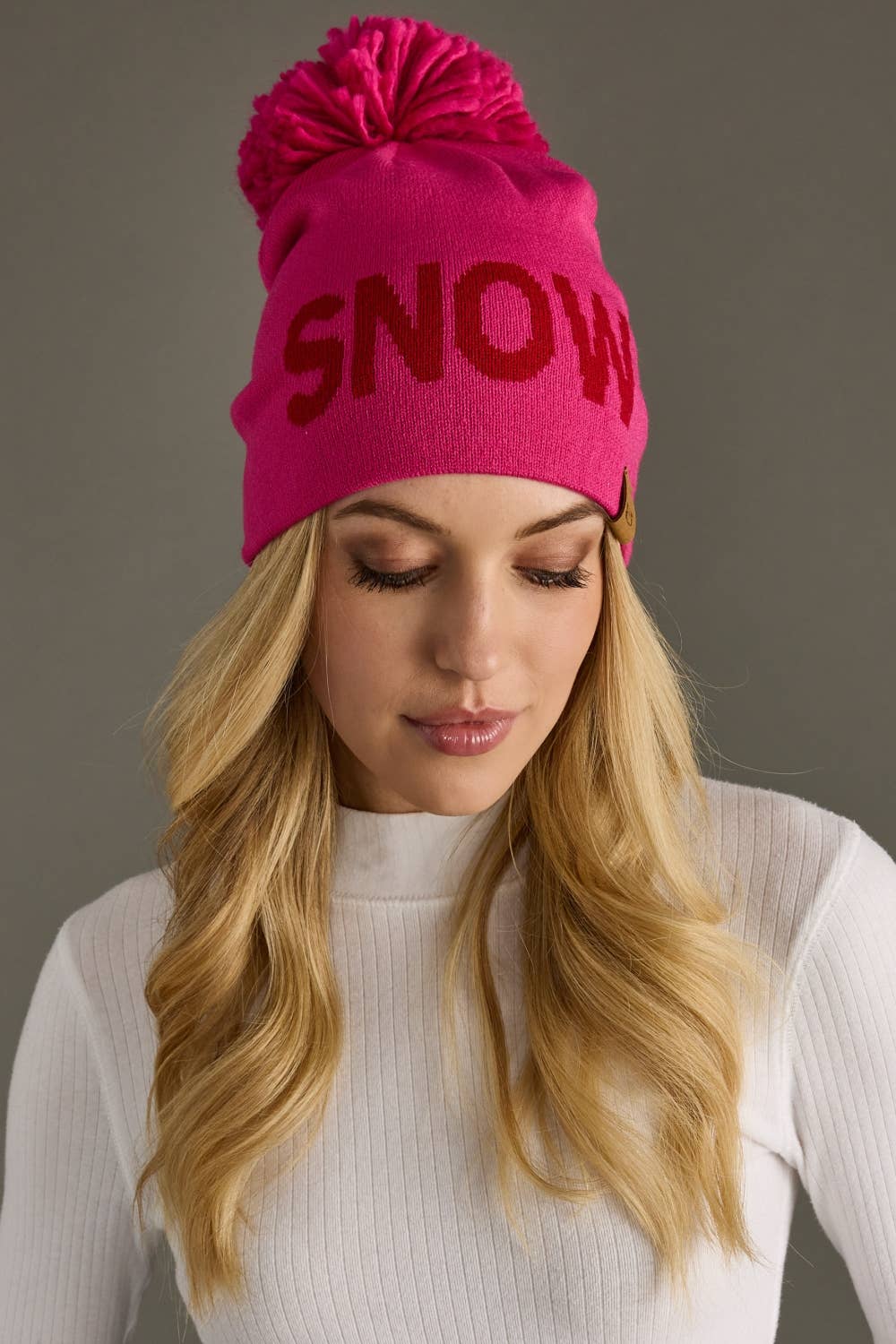 Bright Pink Snow Pom Hat