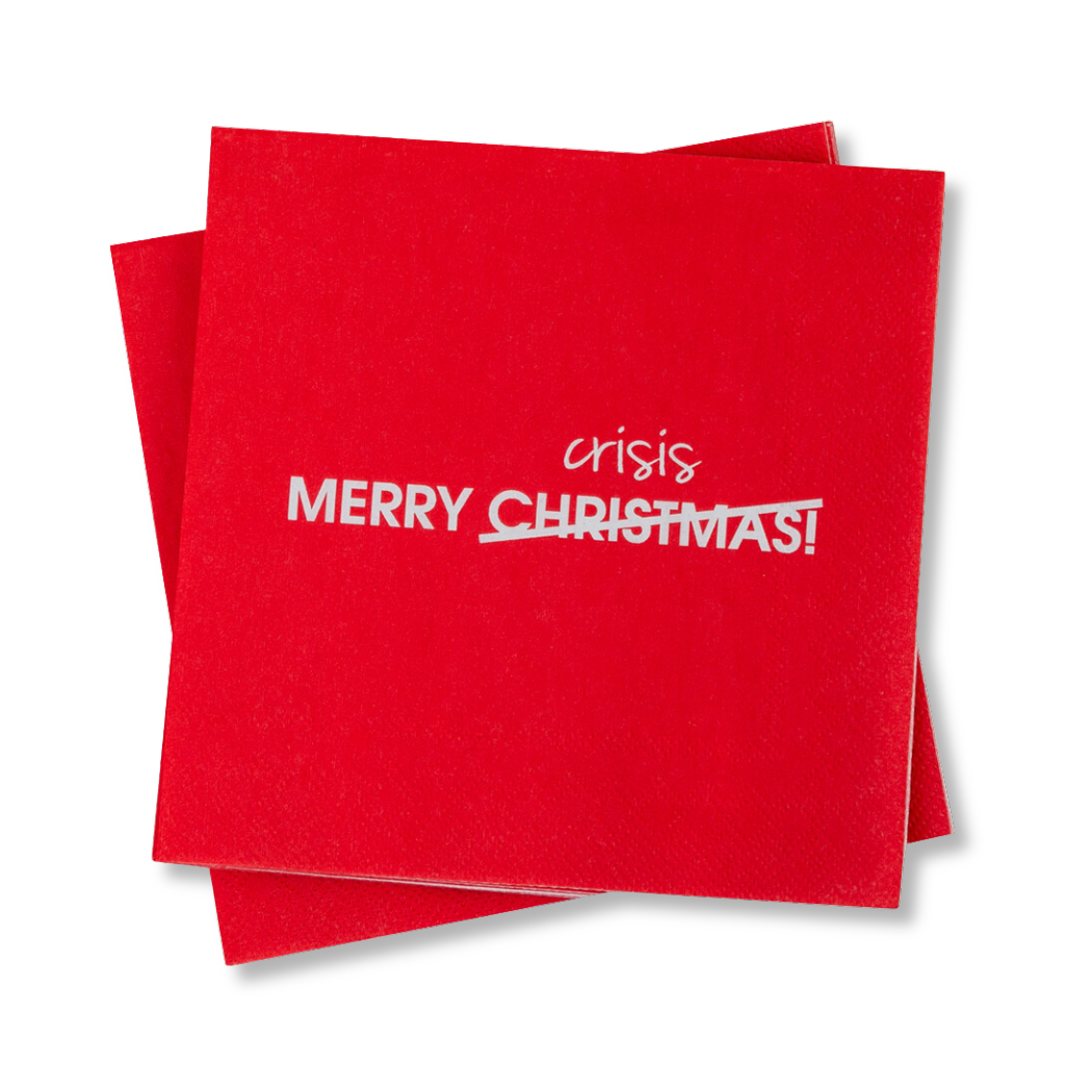 Merry Crisis - Holiday Party Cocktail Napkins, Christmas