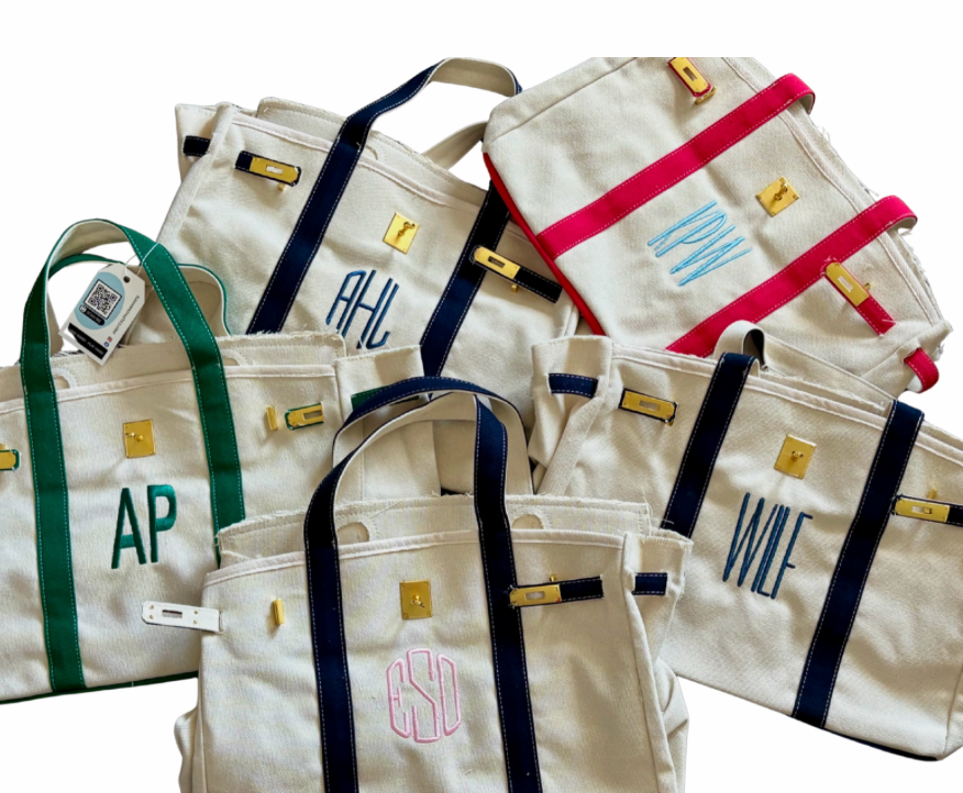 Canvas Tote Bag - Navy Trim  