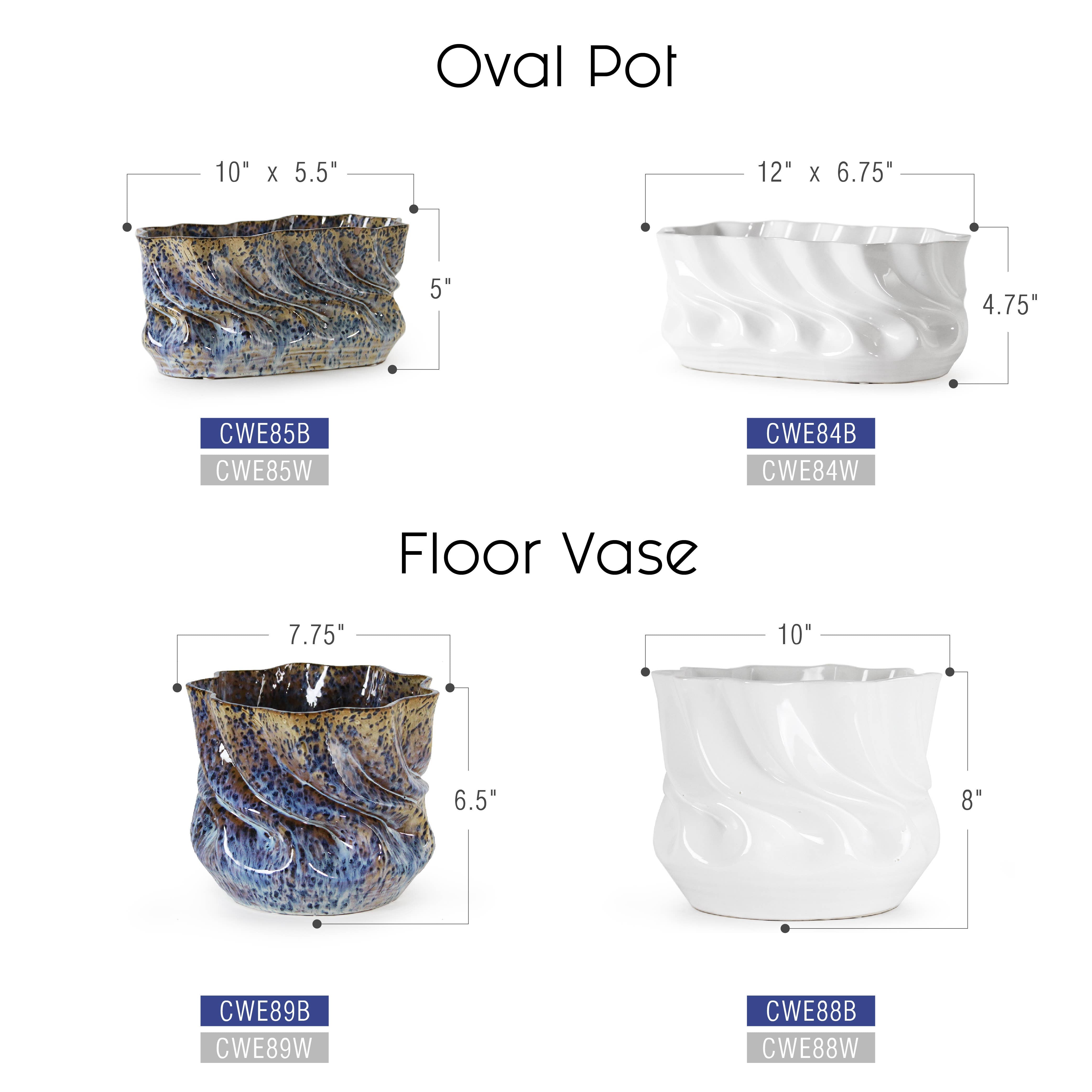 Ocean Tides Planter - Short Oval Pot