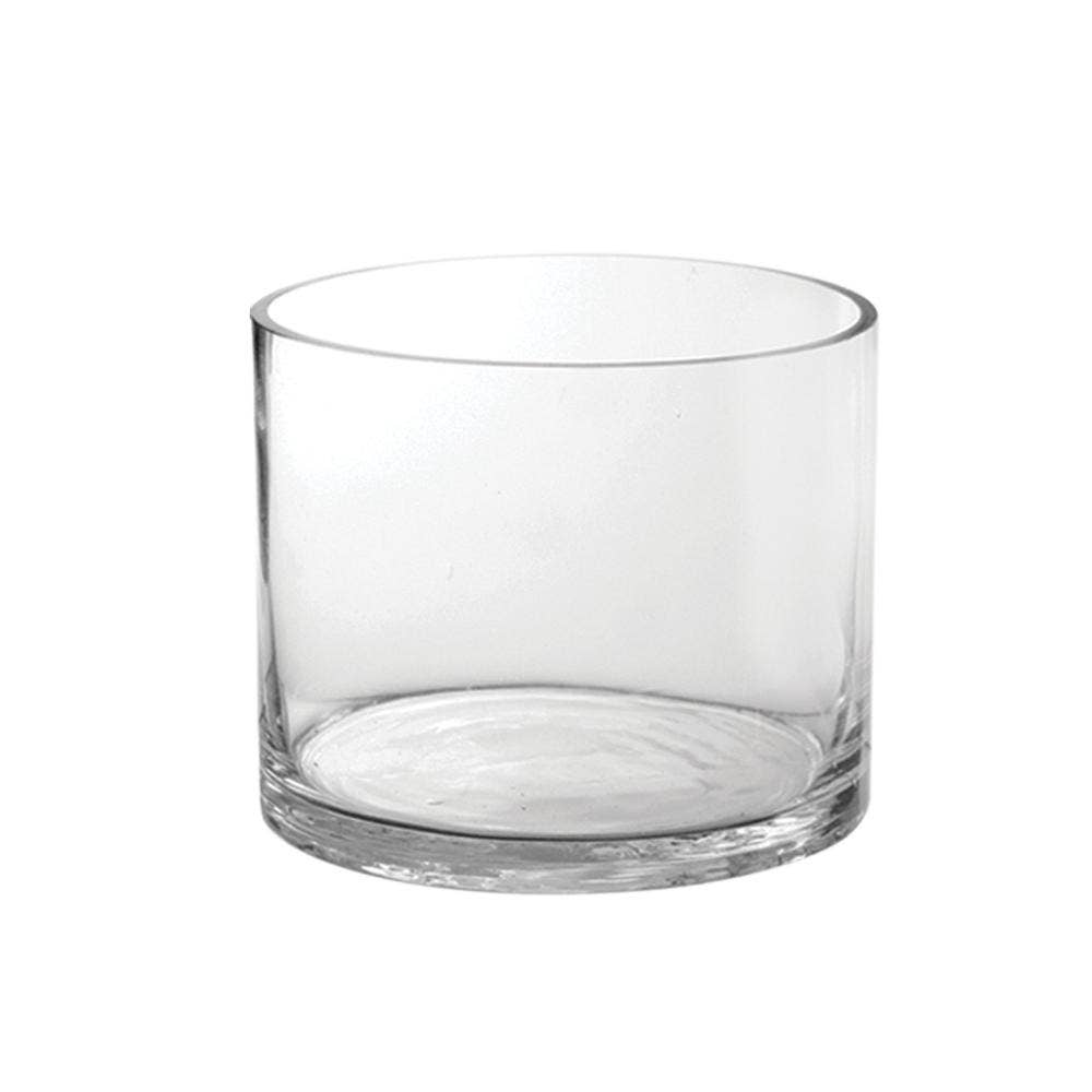 6" Top | Squatty Cylinder Glass Vase, Clear