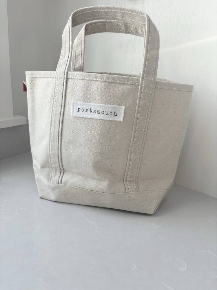 Personalized Town Name Canvas Mini Boat Tote - hand stamped
