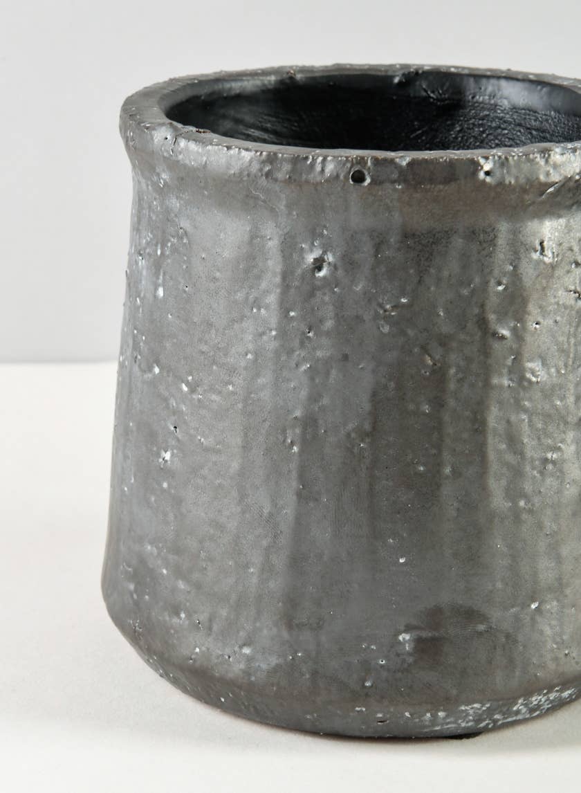 5in Tall Hagi Black Terrazo Planter